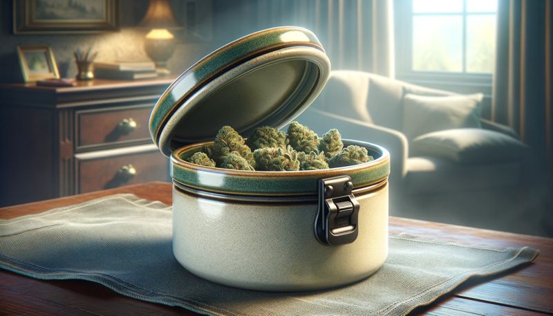 Ceramic Container With an Airtight Lid for Cannabis Storage